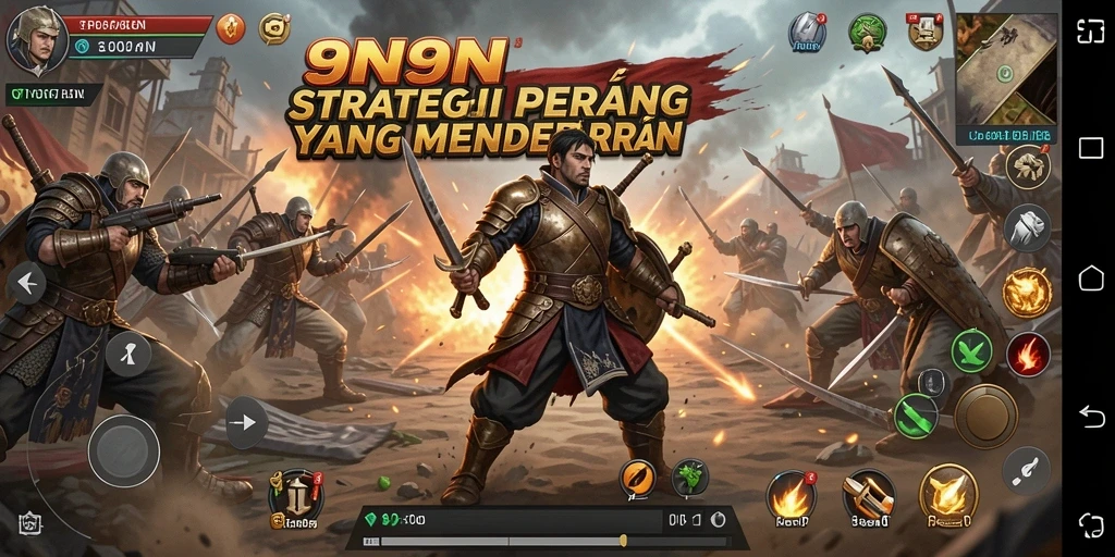 Screenshot gameplay dari 9N9N yang menunjukkan taktik pertempuran.