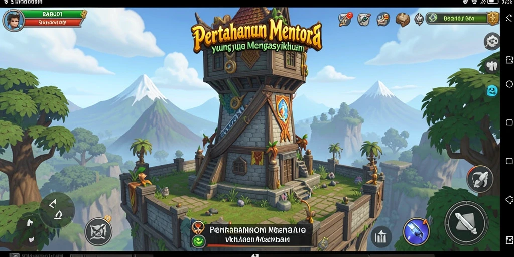 Screenshot gameplay BARU01 menampilkan aksi menara yang mendebarkan dalam Tower Defense.