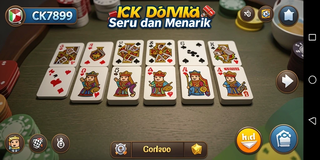 Tampilan utama CK789 menunjukkan gameplay Domino yang seru dan kompetitif.