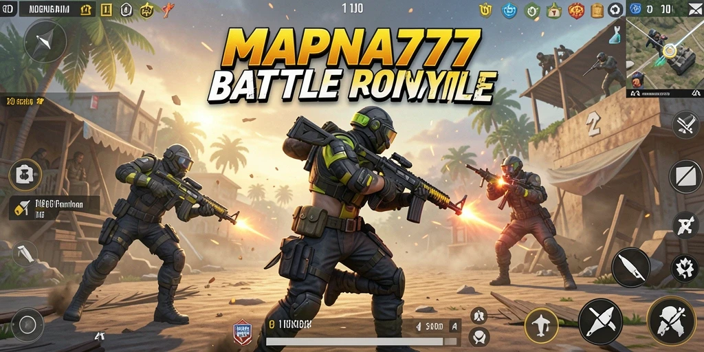 Tampilan gameplay seru dalam MAPNA777 di arena Battle Royale.