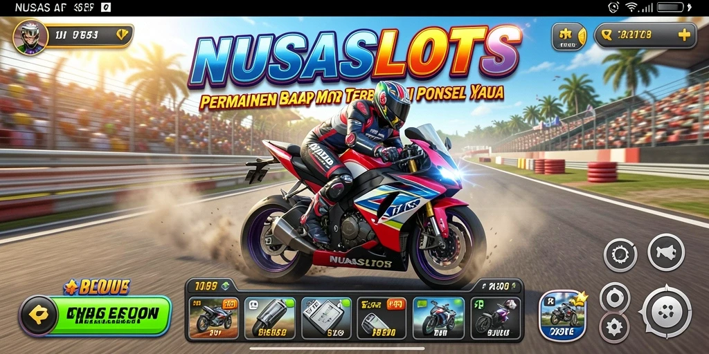 Tampilan menarik dari gameplay balap motor NUSASLOTS yang mendebarkan.