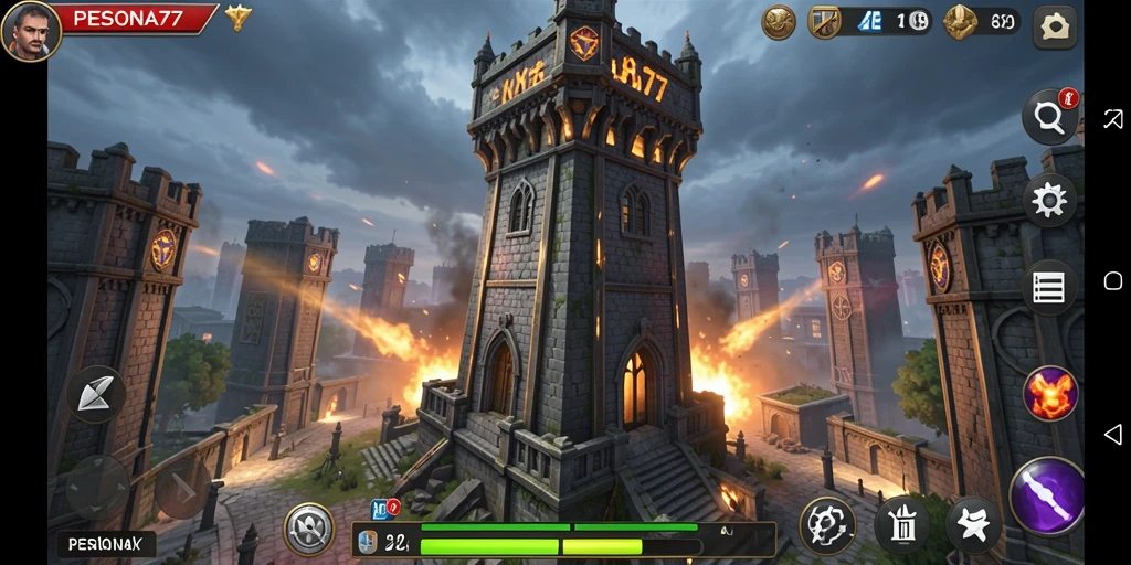 Tampak gameplay PESONA77 yang seru dalam pertempuran Tower Defense.