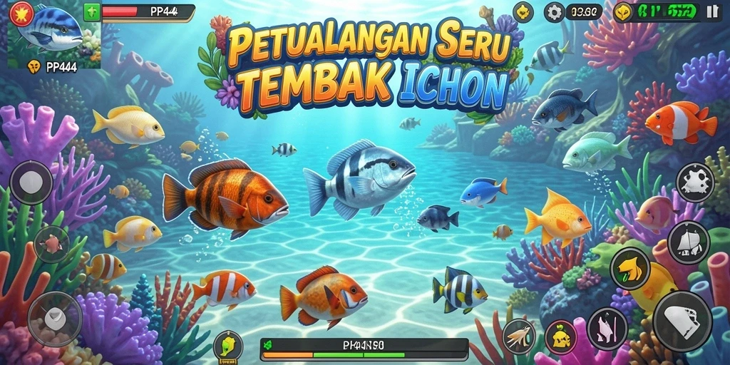 Tangkapan layar gameplay PP444 menunjukkan berbagai jenis ikan yang menantang.