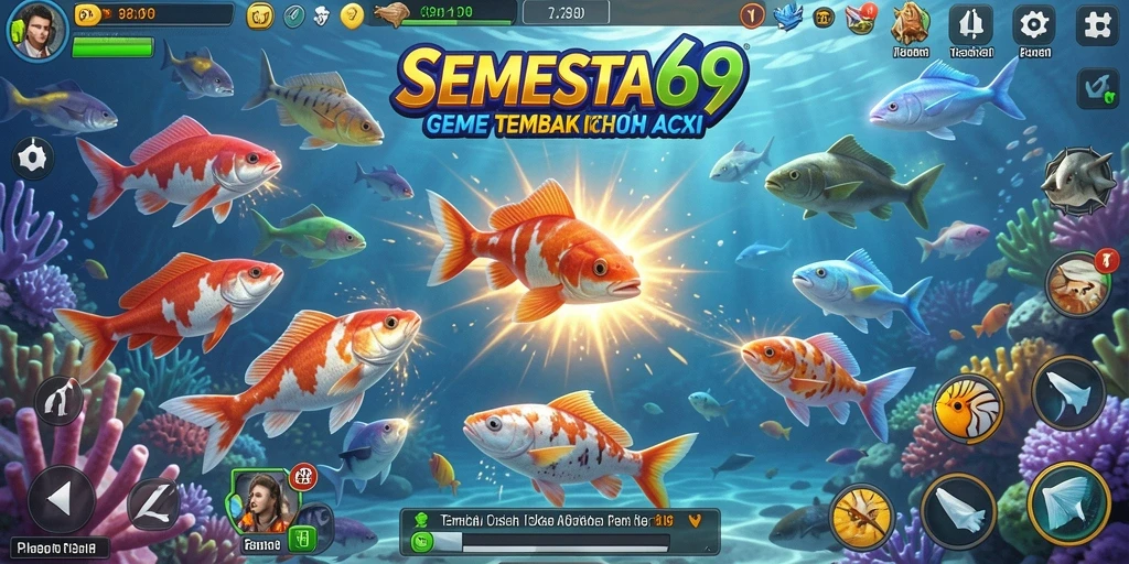 Tangkapan layar gameplay SEMESTA69 yang seru saat menembak ikan.