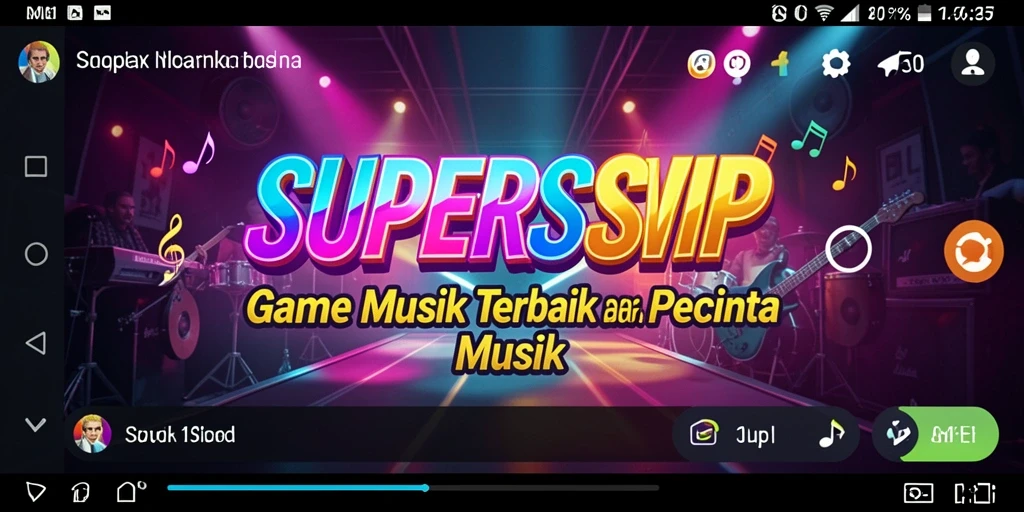 Tampilan gameplay menarik dari SUPERSVIP dengan berbagai level musik.