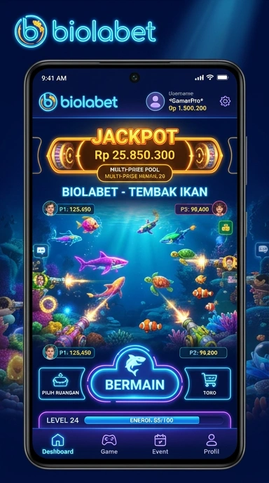 Tampilan beranda aplikasi biolabet yang sederhana dan modern.
